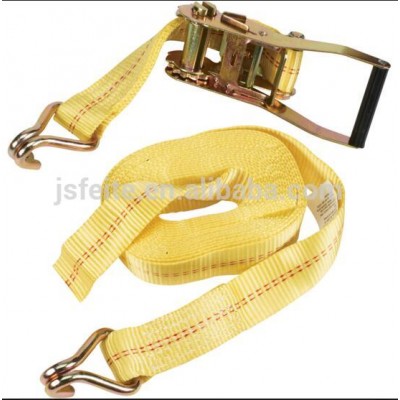 2'' Flat Hook Ratchet Strap With Yellow Webbing